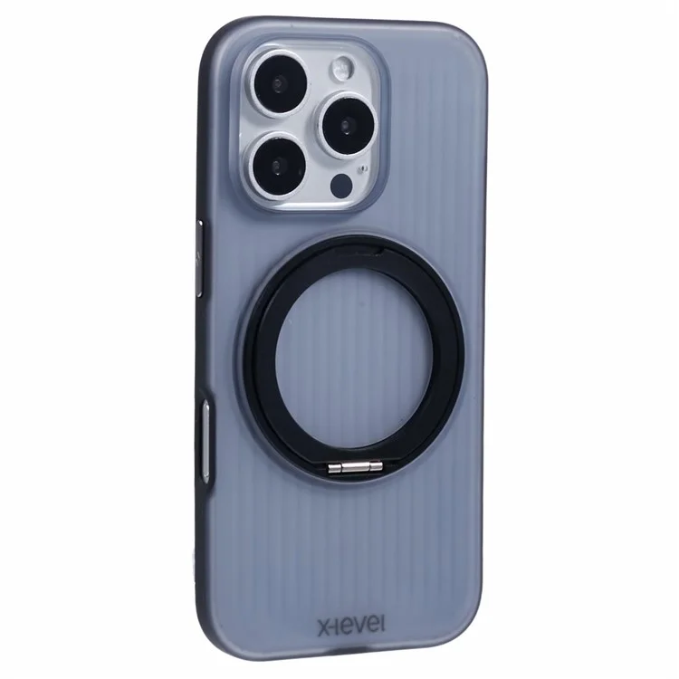 Niveau x Pour L'iphone 16 Pro Max Case de Rotation de Rotation de Kickstand pc + Tpu Tpu - Noir