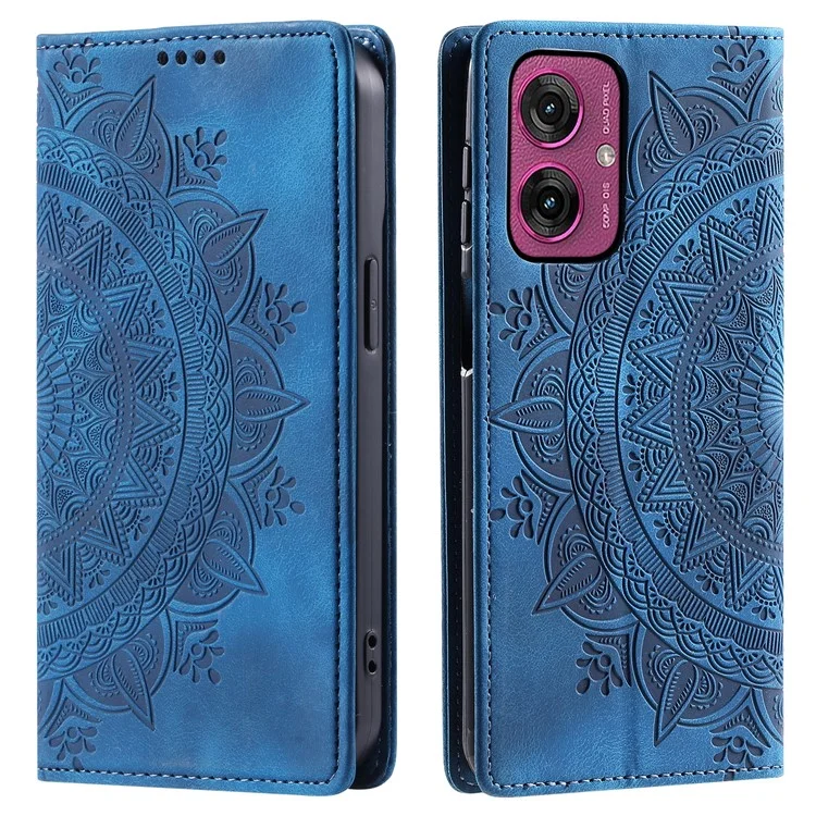 Style 010 Pour Motorola Moto G55 5G Case Mandala Match Magretic Closing Leather Cover Téléphone - Bleu