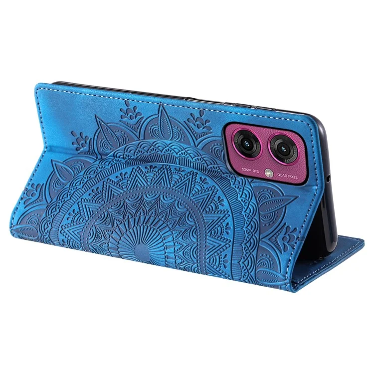 Style 010 Pour Motorola Moto G55 5G Case Mandala Match Magretic Closing Leather Cover Téléphone - Bleu