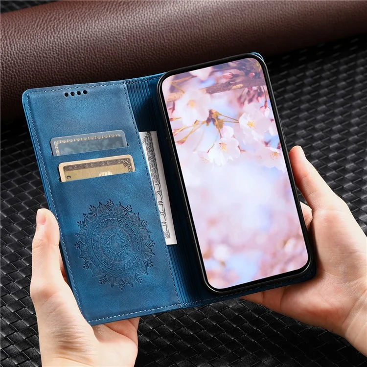 Style 010 Pour Motorola Moto G55 5G Case Mandala Match Magretic Closing Leather Cover Téléphone - Bleu