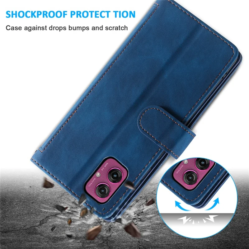 For Motorola Moto G55 5G Case PU Leather Phone Cover with Zipper Wallet 9 Card Slots - Blue