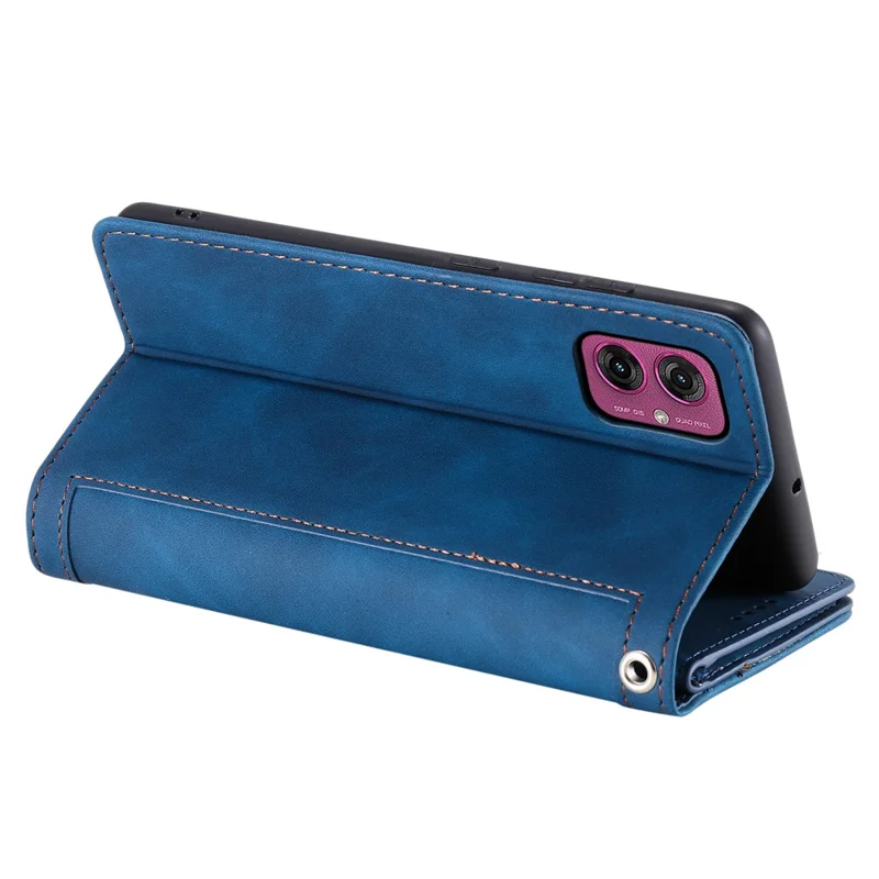 For Motorola Moto G55 5G Case PU Leather Phone Cover with Zipper Wallet 9 Card Slots - Blue
