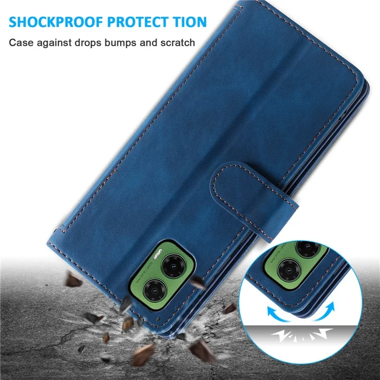 Para Motorola Moto G35 5G Case PU Cubierta de Teléfono de Cuero Con Billetera Con Cremallera 9 Ranuras Para Tarjetas - Azul