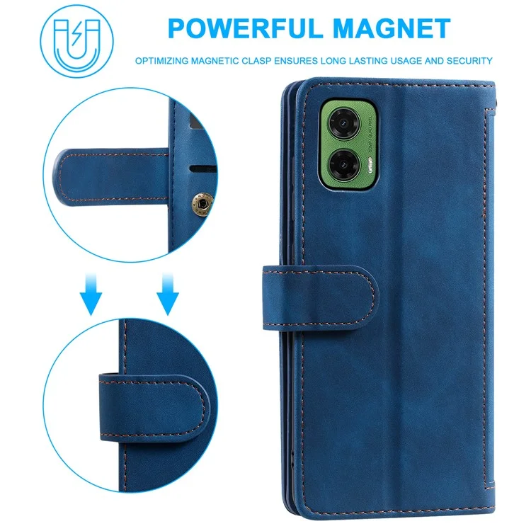 Para Motorola Moto G35 5G Case PU Cubierta de Teléfono de Cuero Con Billetera Con Cremallera 9 Ranuras Para Tarjetas - Azul
