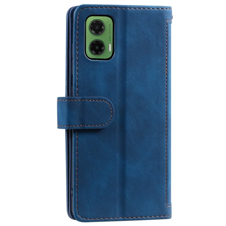 Para Motorola Moto G35 5G Case PU Cubierta de Teléfono de Cuero Con Billetera Con Cremallera 9 Ranuras Para Tarjetas - Azul