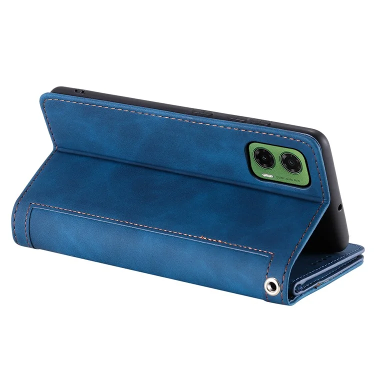Para Motorola Moto G35 5G Case PU Cubierta de Teléfono de Cuero Con Billetera Con Cremallera 9 Ranuras Para Tarjetas - Azul