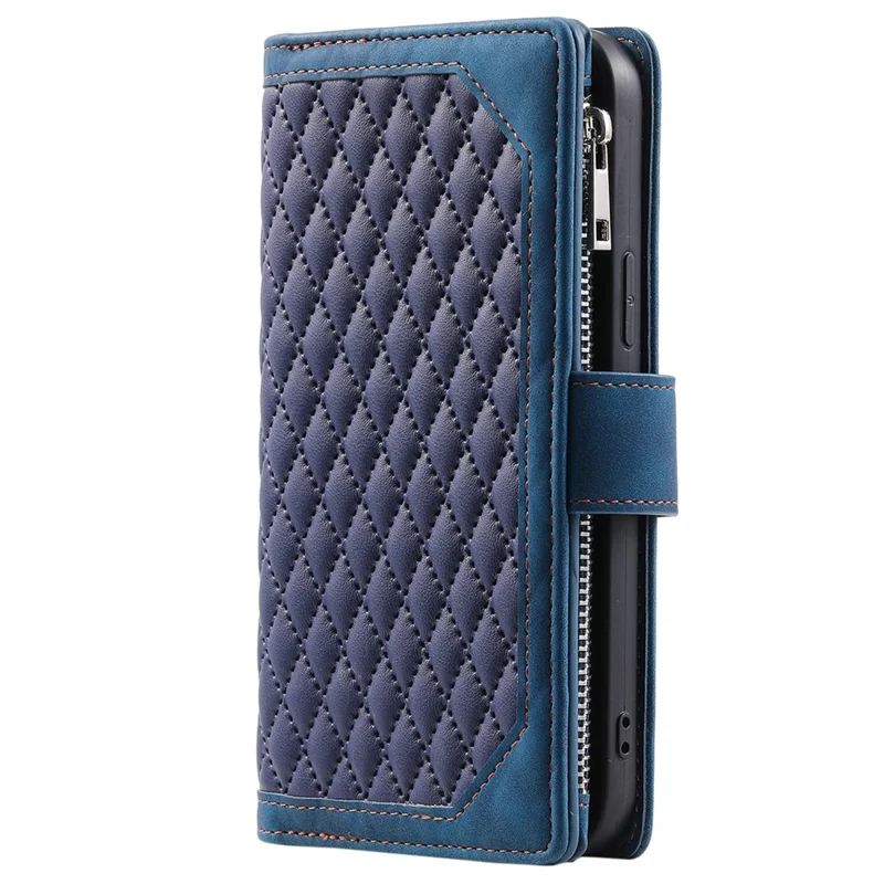 Style 005 Pour Motorola Moto G35 5G Portefeuille Case de Couture de Couture Rhombus pu le Cuir Téléphone - Bleu