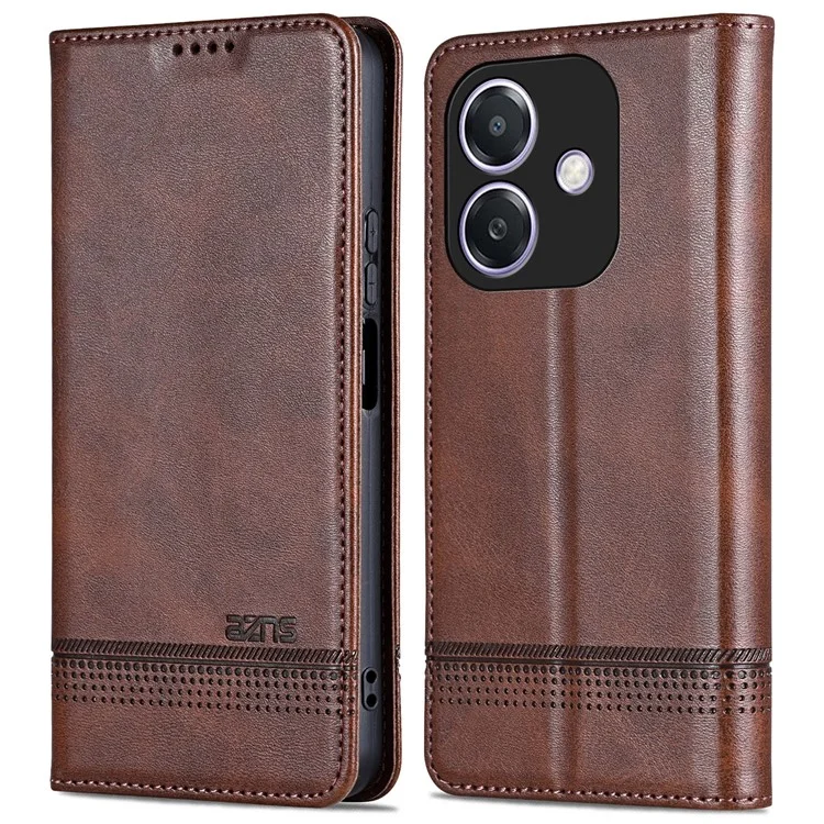 AZNS Para Oppo A3x 5G / Textura de Couro de Caixo de Capa de Caixo A40 4G - Café