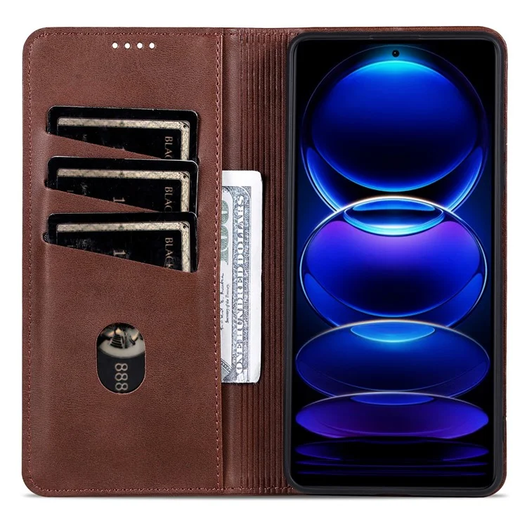AZNS Para Oppo A3x 5G / Textura de Couro de Caixo de Capa de Caixo A40 4G - Café