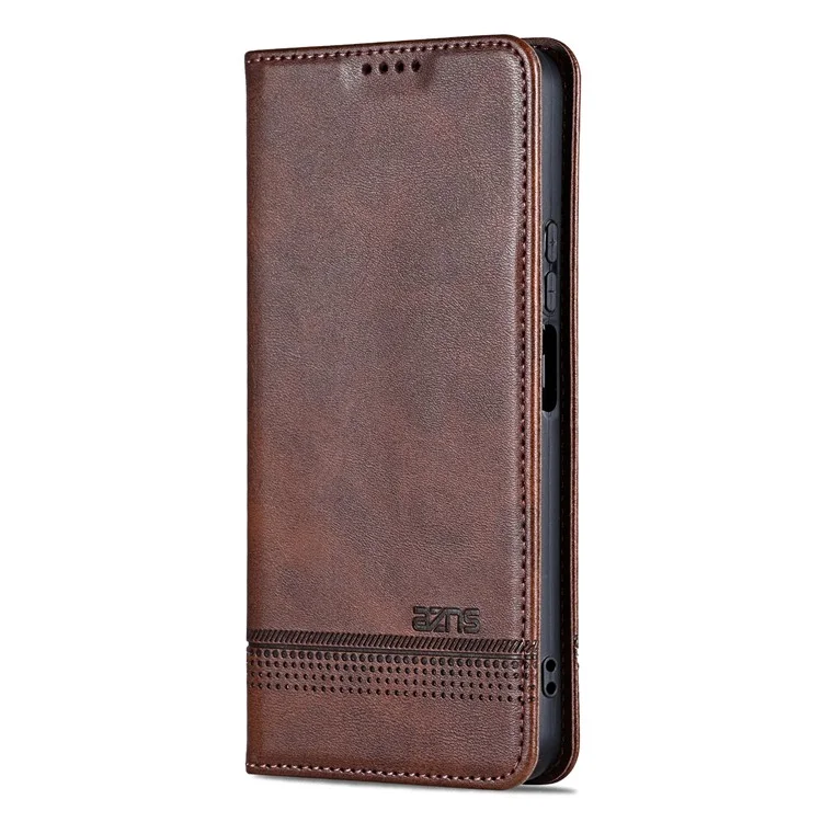 AZNS Para Oppo A3x 5G / Textura de Couro de Caixo de Capa de Caixo A40 4G - Café