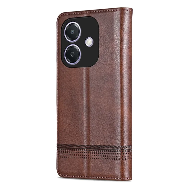 AZNS Para Oppo A3x 5G / Textura de Couro de Caixo de Capa de Caixo A40 4G - Café