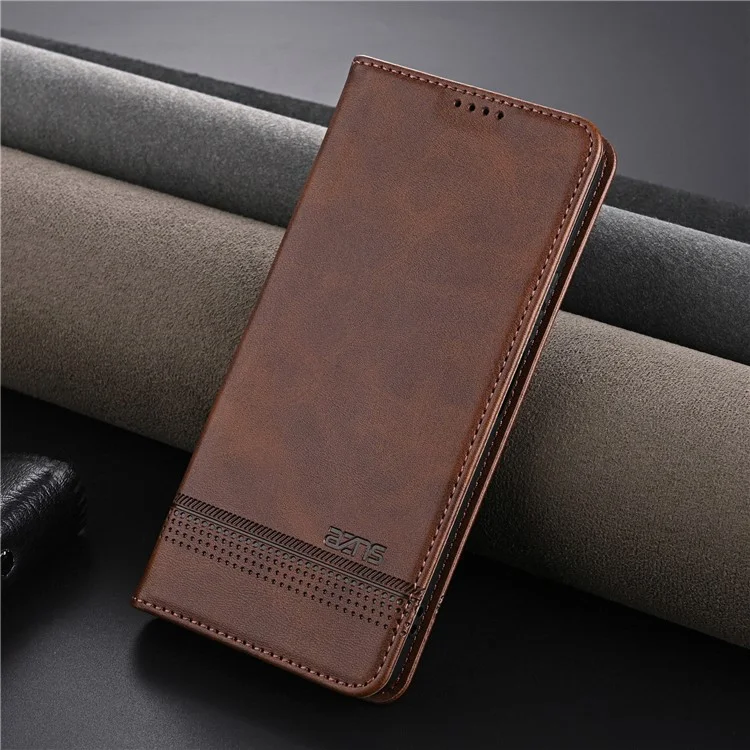AZNS Para Oppo A3x 5G / Textura de Couro de Caixo de Capa de Caixo A40 4G - Café