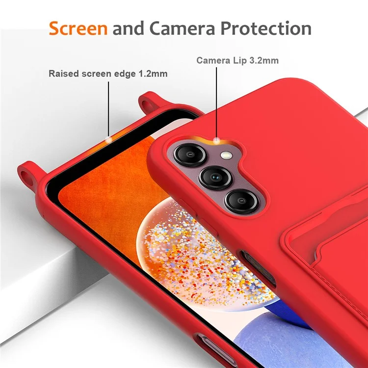 Für Samsung Galaxy S24 fe Case Liquid Silicon Kartenhalter Telefon Zurück Mit Lanyard - Rot