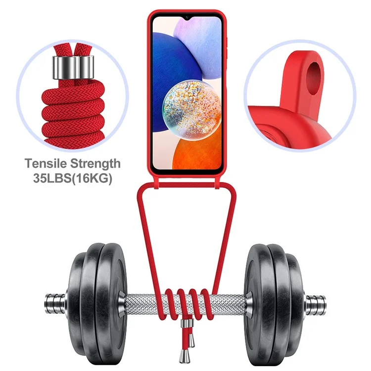 Für Samsung Galaxy S24 fe Case Liquid Silicon Kartenhalter Telefon Zurück Mit Lanyard - Rot