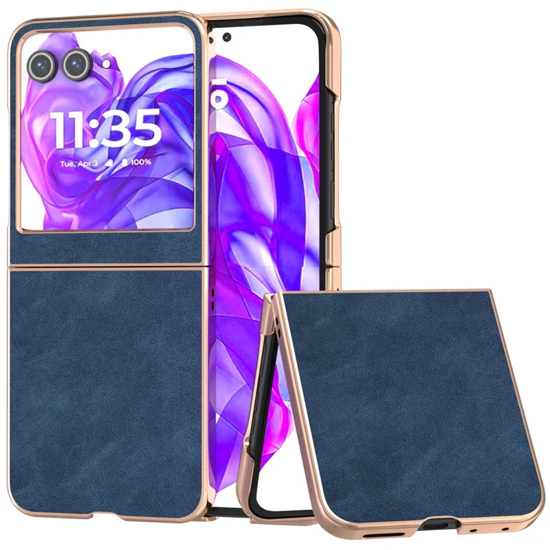 For Motorola Razr 60 / Razr 50 5G Case Electroplating PU+PC Shockproof Phone Cover - Blue