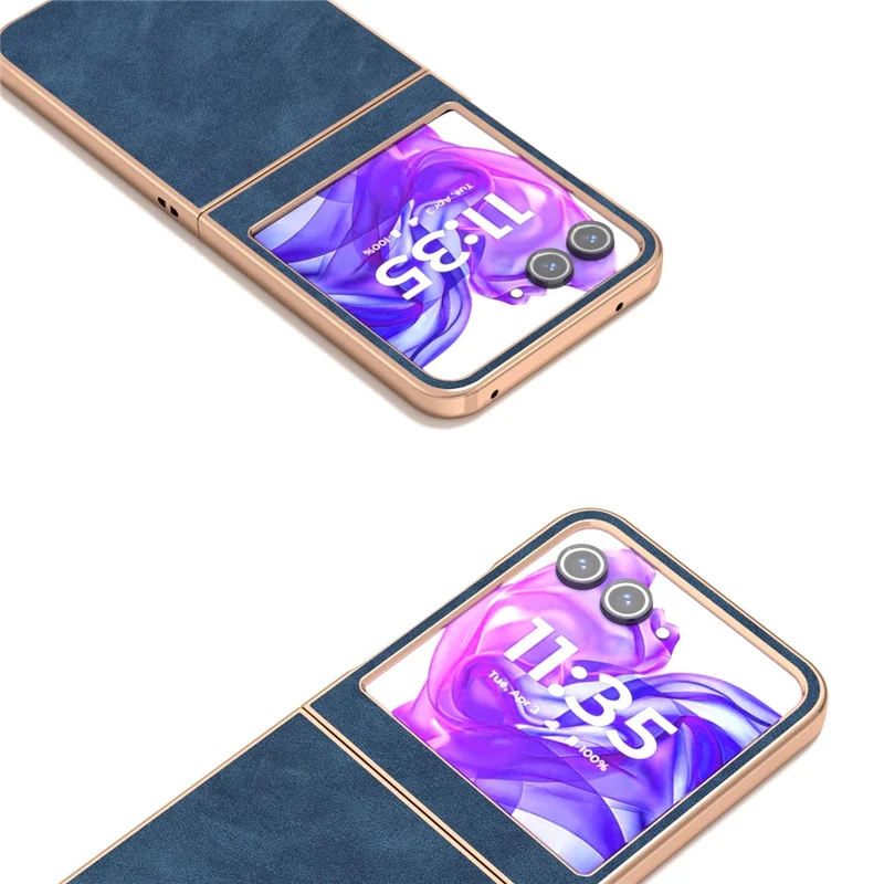 For Motorola Razr 60 / Razr 50 5G Case Electroplating PU+PC Shockproof Phone Cover - Blue