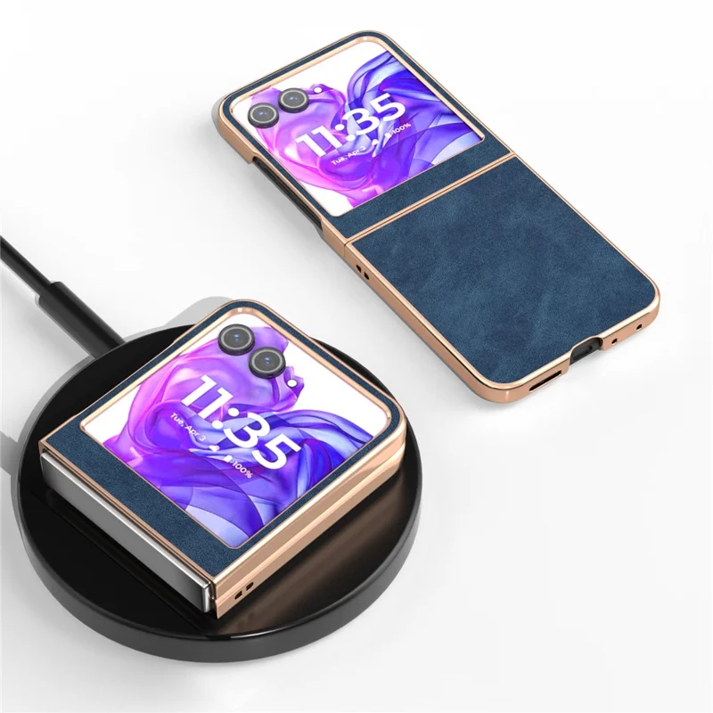 For Motorola Razr 60 / Razr 50 5G Case Electroplating PU+PC Shockproof Phone Cover - Blue