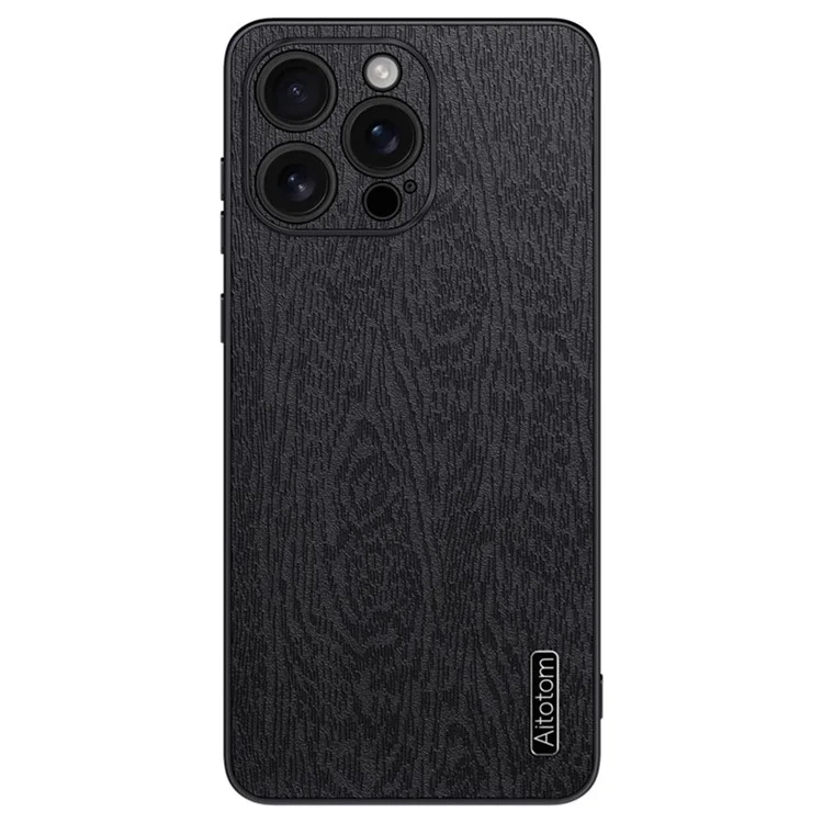 Per Iphone 16 Pro Max Case Wood Texture pc Pc+copertina Telefonica Tpu - Nero