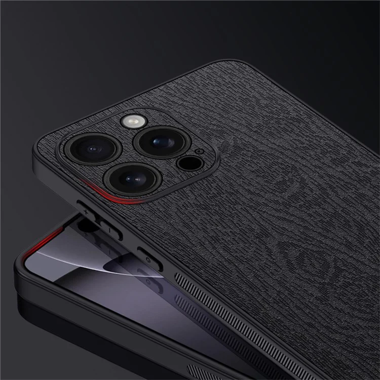 Per Iphone 16 Pro Case Wood Texture pc Pc+copertina Per Telefono Tpu - Blu