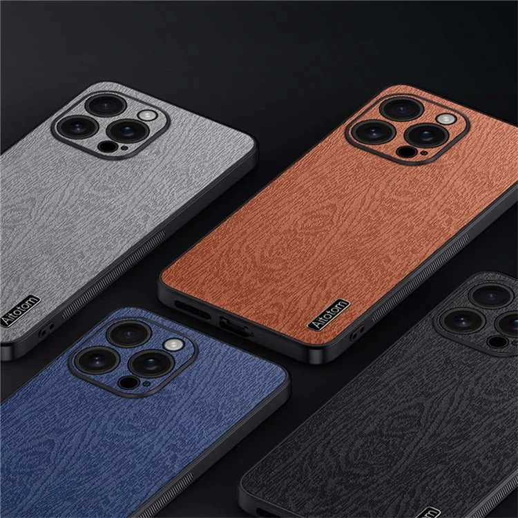 Per Iphone 16 Pro Case Wood Texture pc Pc+copertina Per Telefono Tpu - Blu