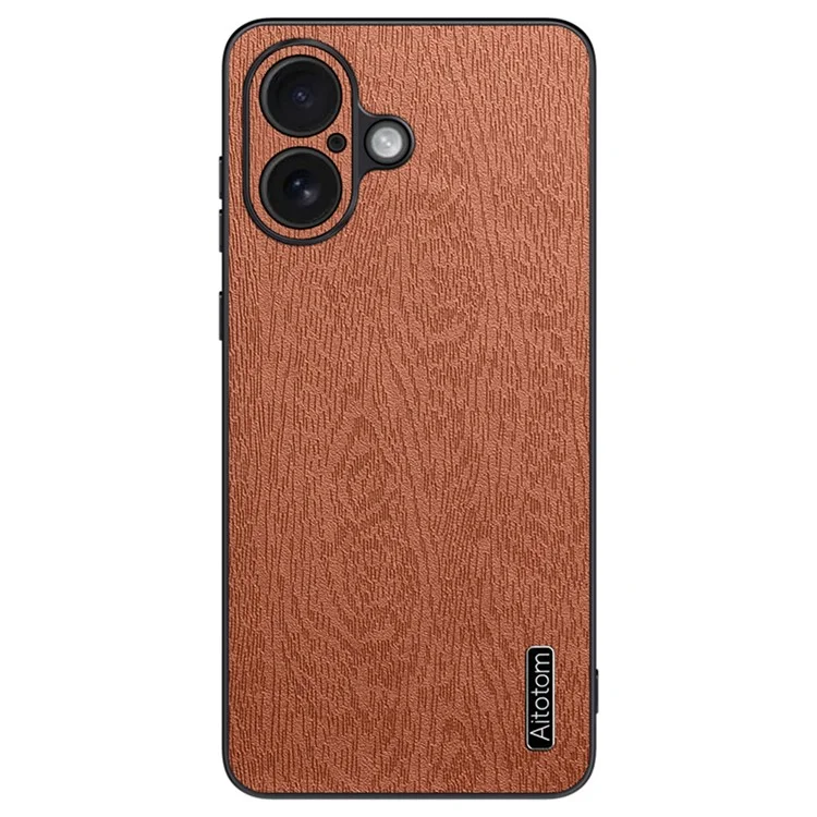 Per Iphone 16 Case Wood Texture pc Pc+copertina Per Telefono Tpu Rivestito in Pelle PU - Marrone