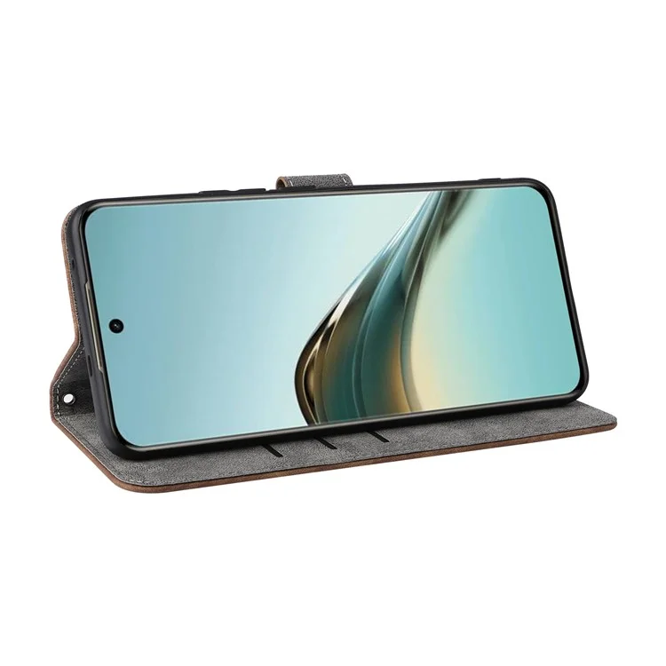 Für Realme 13+ 5G / 13 Pro (China) 5G Wallet Case RFID Blocking PU Leder Cover Stand View - Braun