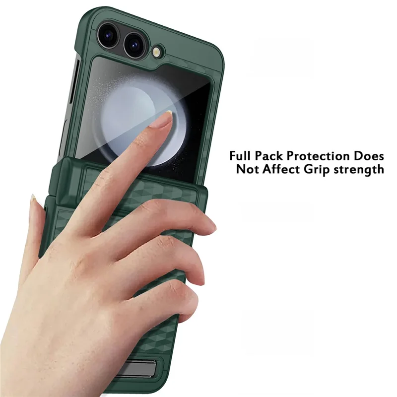 For Samsung Galaxy Z Flip7 FE 5G / Z Flip6 5G Case Hinge Protection Kickstand Hard PC Phone Cover with Screen Film - Black