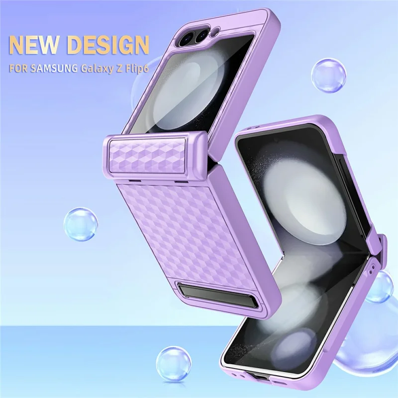 For Samsung Galaxy Z Flip7 FE 5G / Z Flip6 5G Case Hinge Protection Kickstand Hard PC Phone Cover with Screen Film - Black