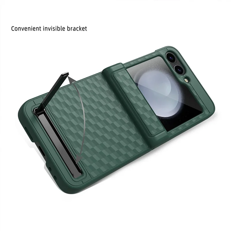 For Samsung Galaxy Z Flip7 FE 5G / Z Flip6 5G Case Hinge Protection Kickstand Hard PC Phone Cover with Screen Film - Black