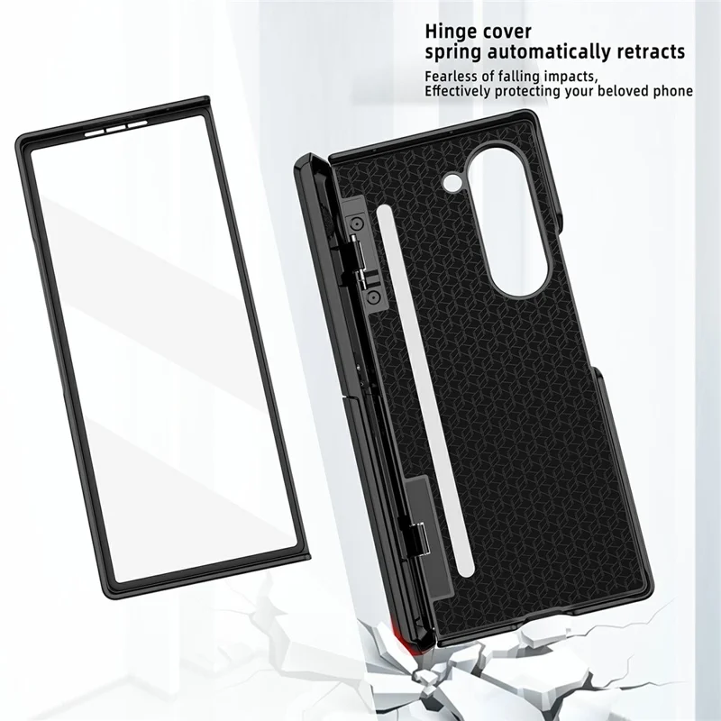 For Samsung Galaxy Z Fold6 5G Case Kickstand Hard PC Phone Cover with Screen Film - Red