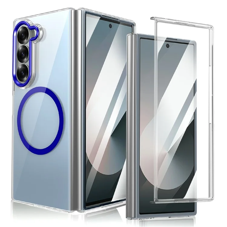 GKK Per Samsung Galaxy Z Fold6 Case 5G Copertina Telefonica Clear Hard Clear With Screen Film - Zaffiro