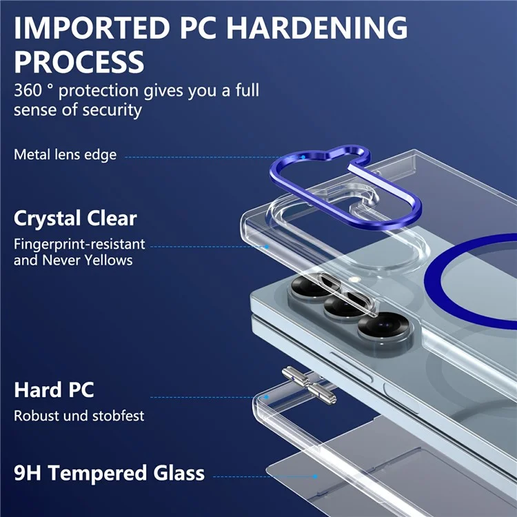 GKK Per Samsung Galaxy Z Fold6 Case 5G Copertina Telefonica Clear Hard Clear With Screen Film - Zaffiro