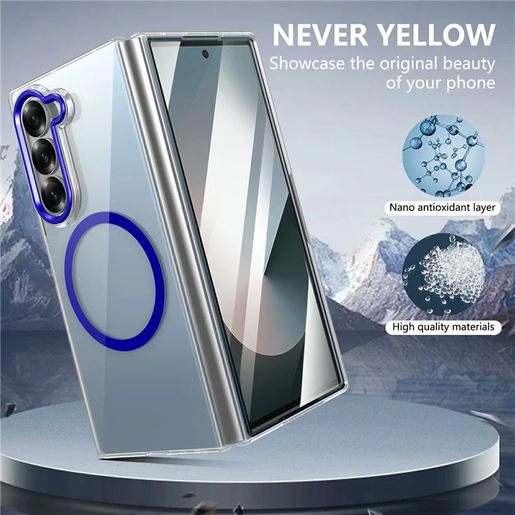 GKK Per Samsung Galaxy Z Fold6 Case 5G Copertina Telefonica Clear Hard Clear With Screen Film - Zaffiro