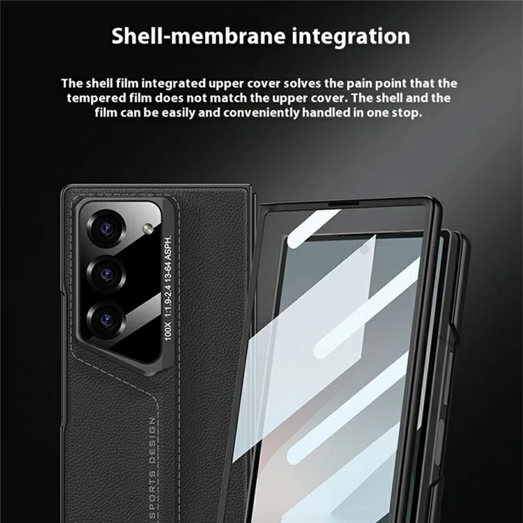 GKK Для Samsung Galaxy Z Folt6 5G Case Hard PC+PU Ultra Slim Plim Cople с Экранной Пленкой - Серый