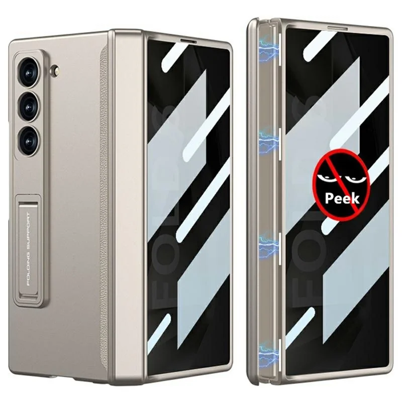 GKK For Samsung Galaxy Z Fold6 5G Case Magnetic Hinge Hard PC Phone Cover with Privacy Screen Film - Titanium Grey