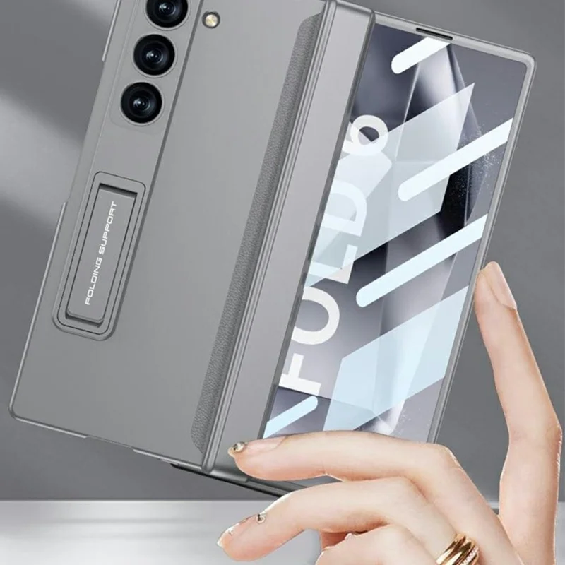 GKK For Samsung Galaxy Z Fold6 5G Case Magnetic Hinge Hard PC Phone Cover with Privacy Screen Film - Titanium Grey