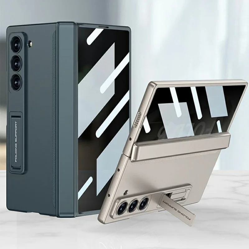 GKK For Samsung Galaxy Z Fold6 5G Case Magnetic Hinge Hard PC Phone Cover with Privacy Screen Film - Titanium Grey