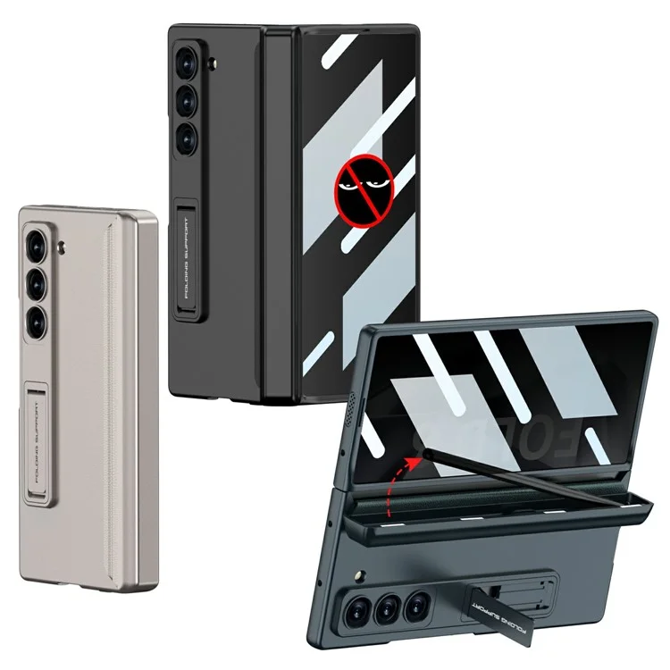 GKK Pour Samsung Galaxy Z Fold6 Case 5G Avec Film D'écran de Confidentialité, Couverture de Téléphone à la Charnière Magnétique à Fente Crayon - Gris