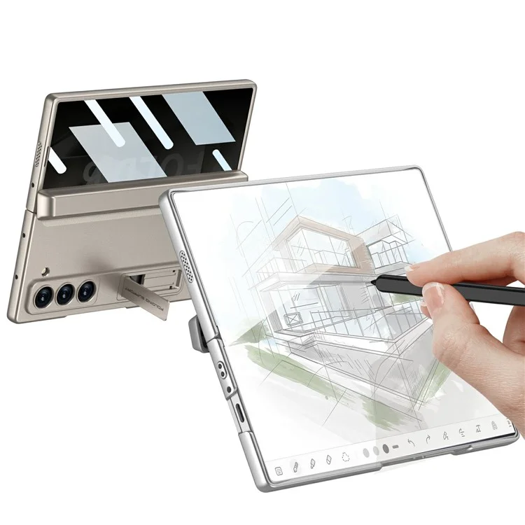 GKK Pour Samsung Galaxy Z Fold6 Case 5G Avec Film D'écran de Confidentialité, Couverture de Téléphone à la Charnière Magnétique à Fente Crayon - Gris