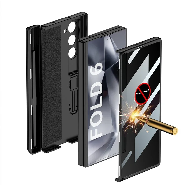 GKK Pour Samsung Galaxy Z Fold6 Case 5G Avec Film D'écran de Confidentialité, Couverture de Téléphone à la Charnière Magnétique à Fente Crayon - Gris