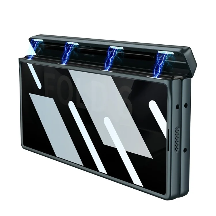 GKK Pour Samsung Galaxy Z Fold6 Case 5G Avec Film D'écran de Confidentialité, Couverture de Téléphone à la Charnière Magnétique à Fente Crayon - Gris