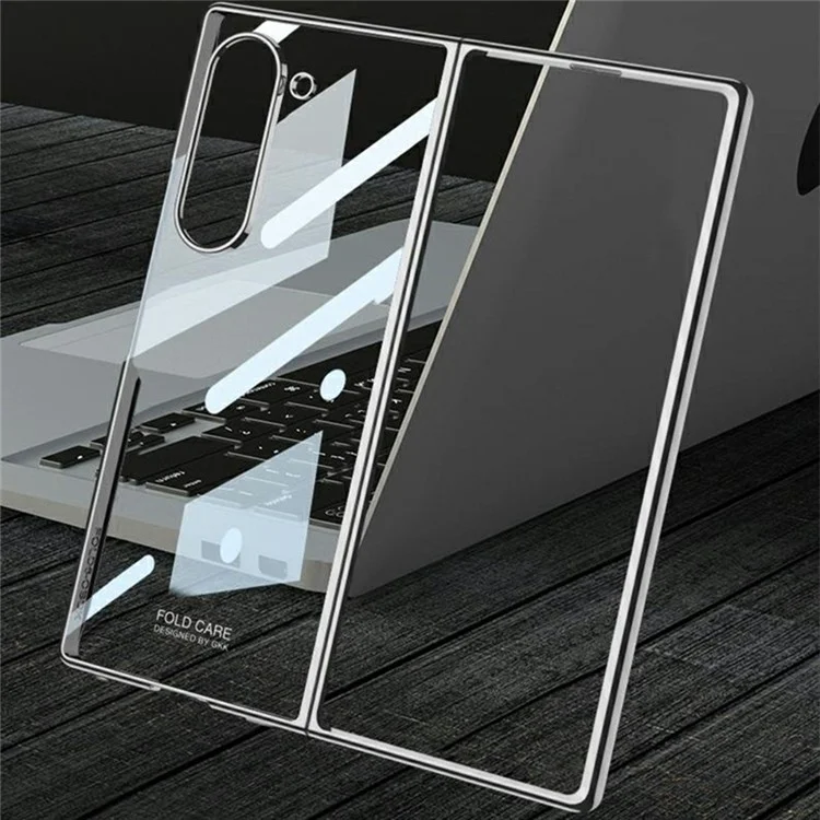 GKK Für Samsung Galaxy Z Fold6 5G Clear Case Electroplated Hard PC -telefonabdeckung Mit Screenfilm - Transparent