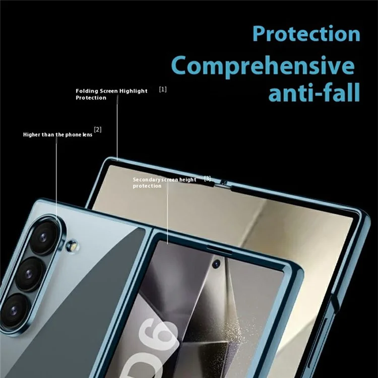 GKK Für Samsung Galaxy Z Fold6 5G Clear Case Electroplated Hard PC -telefonabdeckung Mit Screenfilm - Transparent