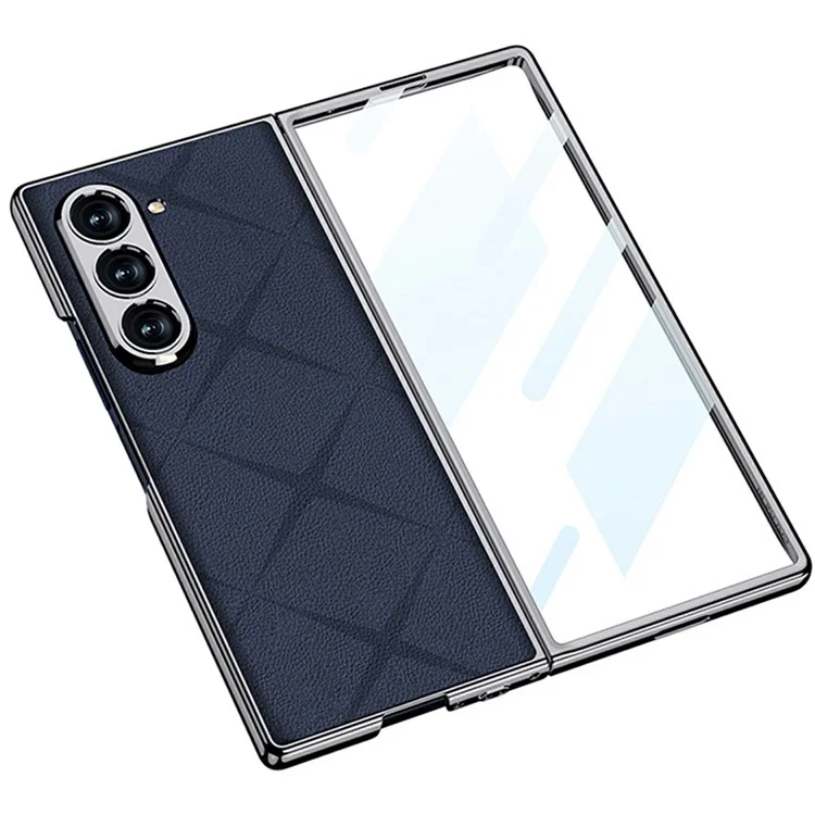 GKK For Samsung Galaxy Z Fold6 5G Case Hard PC+PU Kickstand Phone Cover with Screen Film - Light Pink