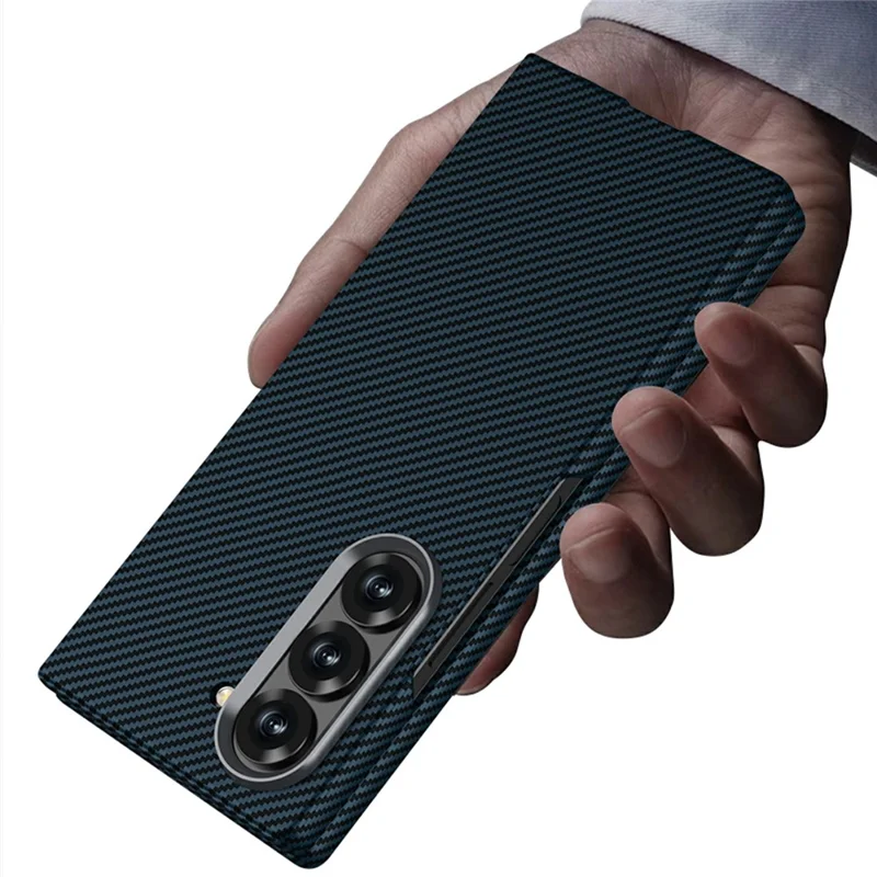 GKK For Samsung Galaxy Z Fold6 5G Case Carbon Fiber Texture PC Phone Cover with Screen Film - Green