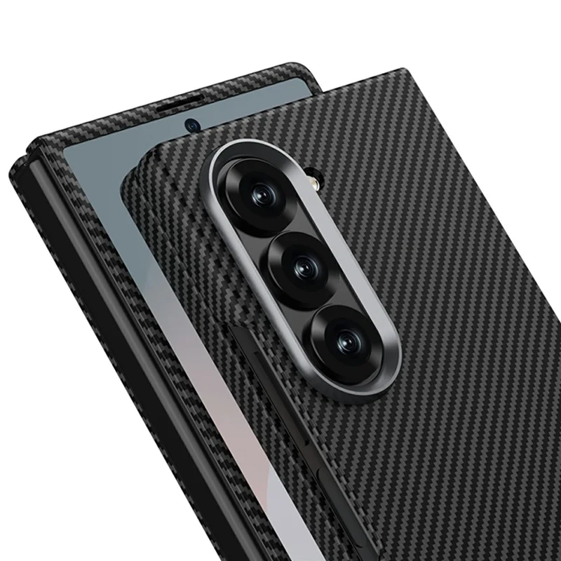 GKK For Samsung Galaxy Z Fold6 5G Case Carbon Fiber Texture PC Phone Cover with Screen Film - Green
