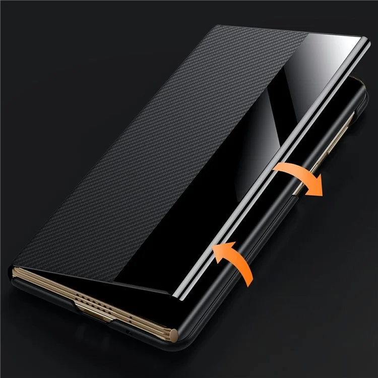 Sulada Pour Huawei Mate xt Ultimate View Venture de Fenêtre en Cuir Couverture de Téléphone Avec Sillage Automatique / Dormir - Noir