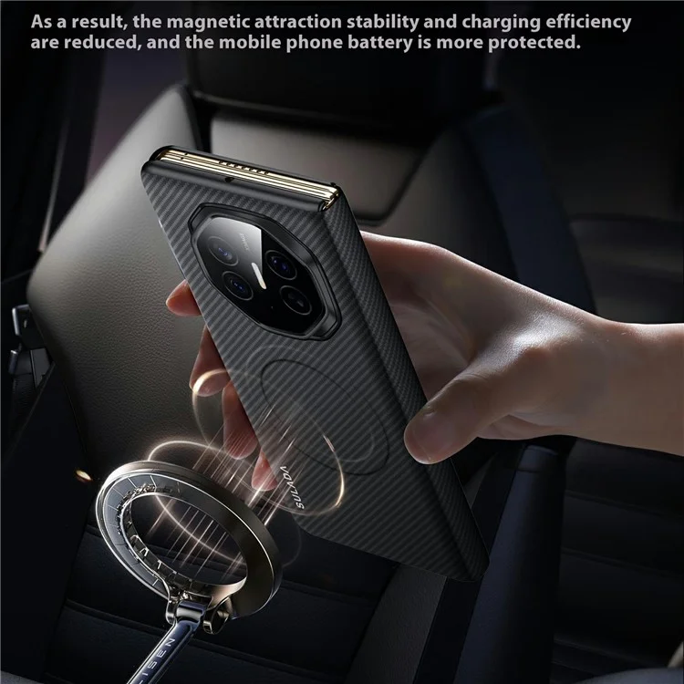 Sulada Pour Huawei Mate xt Ultimate View Venture de Fenêtre en Cuir Couverture de Téléphone Avec Sillage Automatique / Dormir - Noir