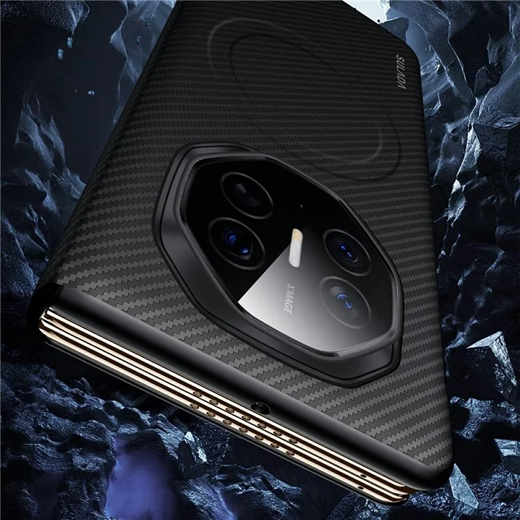 Sulada Pour Huawei Mate xt Ultimate View Venture de Fenêtre en Cuir Couverture de Téléphone Avec Sillage Automatique / Dormir - Noir
