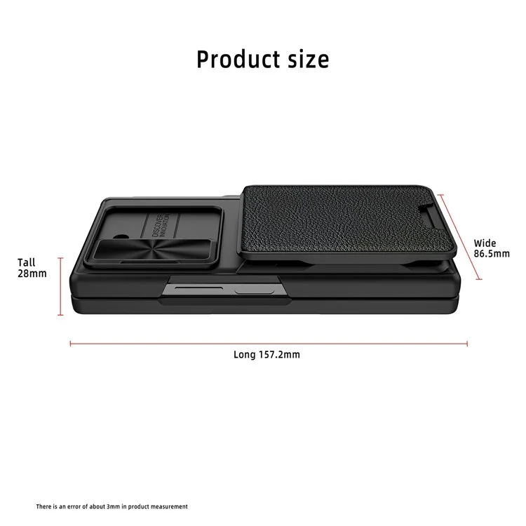Pour Samsung Galaxy Z Fold6 Couverture de Téléphone PC du Support de Cartes de Boîtier PC Avec Film D'écran, Machine à Sous-crayon - Noir